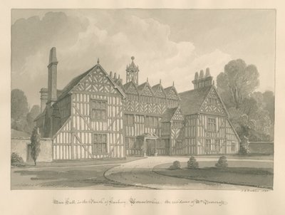 Worcestershire - Hanbury - Meer Hall : dessin sépia - John Chessell Buckler