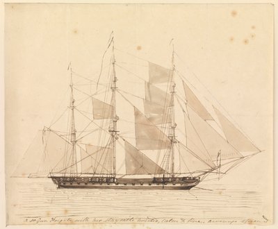 Frégate de 50 canons avec ses voiles d