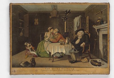 Le mari tranquille, gravure réalisée par John June, vers 1768 - John Collet