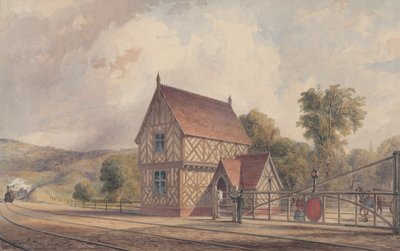 Gare rurale de style Tudor et passage à niveau, 1844-77 - John Connell Ogle