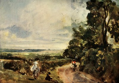 Une route de campagne avec des arbres et des personnages, vers 1830, 1934 - John Constable