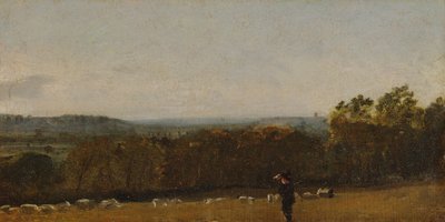 Un berger dans un paysage regardant à travers Dedham Vale vers Langham, vers 1811 - John Constable