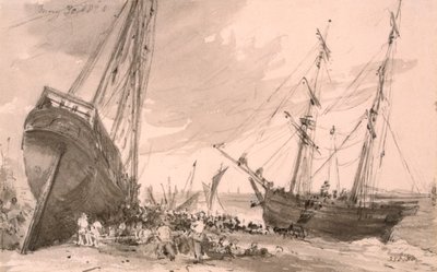 Scène côtière de Brighton avec deux navires au premier plan, 30 mai 1828 - John Constable