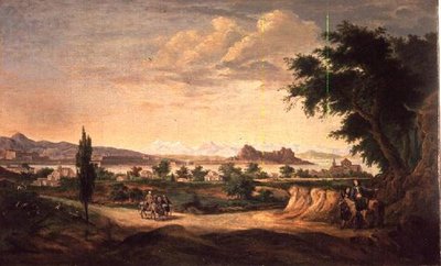 Personnages avec un âne, Corfou au loin - John Constable