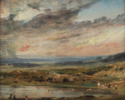 Hampstead Heath, avec étang et baigneurs - John Constable