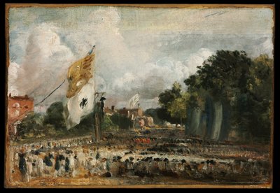 La célébration à East Bergholt de la paix de 1814 conclue à Paris entre la France et les puissances alliées - John Constable