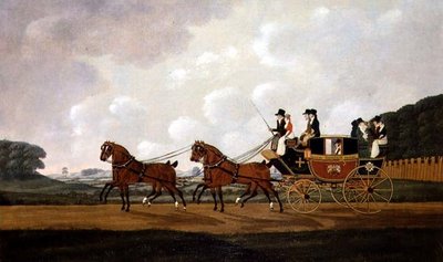 Le carrosse postal de Messieurs Richard Costar et Christopher Ibberson de Ludlow à Worcester sur la route - John Cordrey