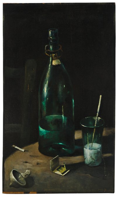 Nature morte avec bouteille et verre - John Decker