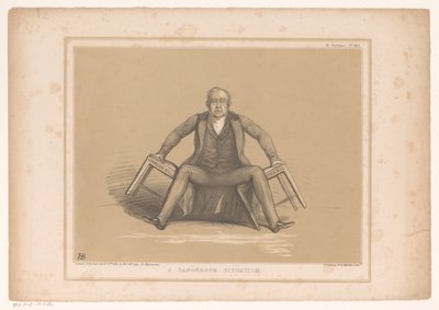 Caricature de Robert Peel tombant entre deux chaises - John Doyle