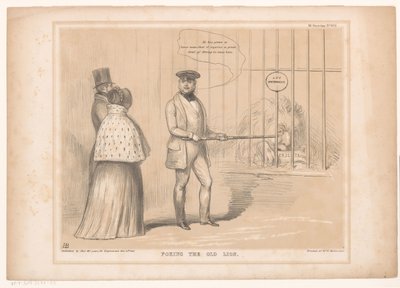 Caricature de la reine Victoria près de la cage aux lions - John Doyle
