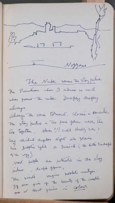 Carnet de croquis contenant 60 croquis et illustrations, écrits sur la peinture à tempera et les artistes dont Botticelli - John Duncan