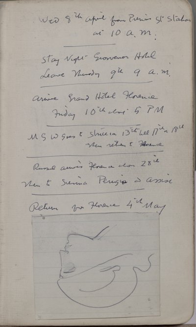 Carnet de croquis contenant 60 croquis et illustrations, écrits sur la peinture à la tempera et les artistes dont Botticelli - John Duncan