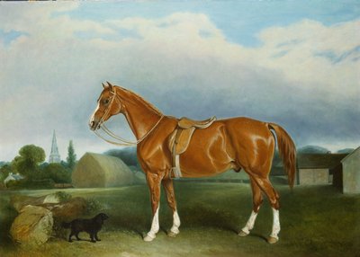 Un chasseur de châtaignes et un épagneul près des bâtiments de ferme - John E. Ferneley