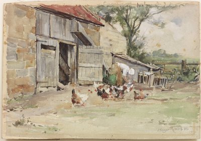 Nourrir les poules, 1909 - John Edgar Mitchell