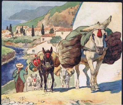 Mules sur un col espagnol, illustration de 