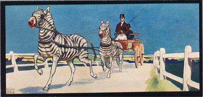 Zèbres tirant une charrette, illustration de 