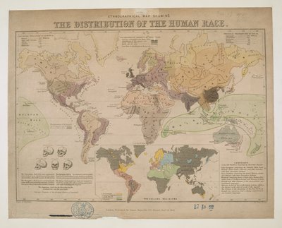 Carte ethnographique, montrant la distribution de la race humaine - John Emslie