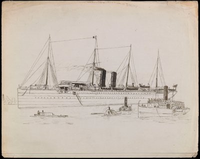 PAH1225 ; Navire à vapeur près d