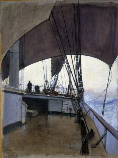 Scène sur le pont du bateau 