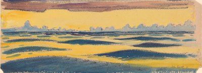 Paysage marin, bleu foncé et nuage jaune et brun, fin 19e siècle - milieu 20e siècle - John Everett