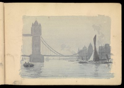 Scène de Londres sur la Tamise, carnet de croquis - John Everett