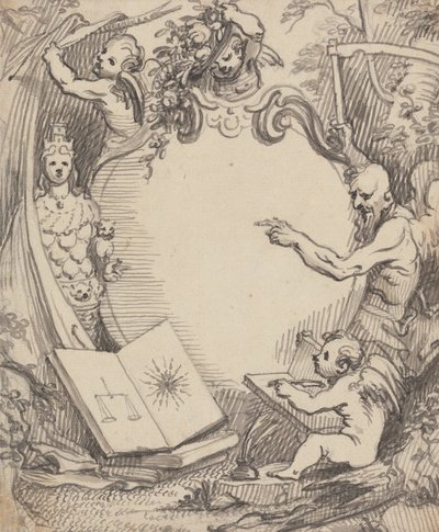 Conception pour un Frontispice - Cupidon Étudiant la Nature - John Fayram
