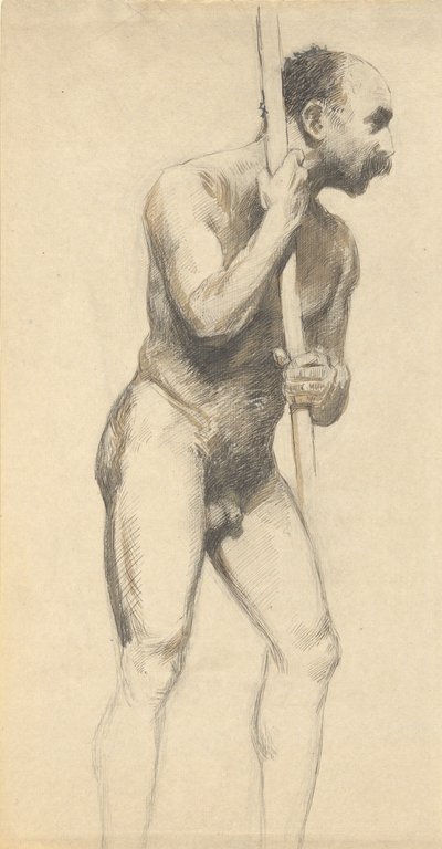 Nu masculin avec un bâton - John Ferguson Weir