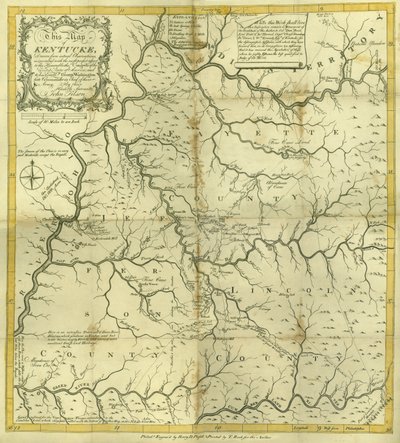 Carte du Kentucky, gravée par Henry D. Pursell, imprimée par T. Rook, Philadelphie, 1784 - John Filson