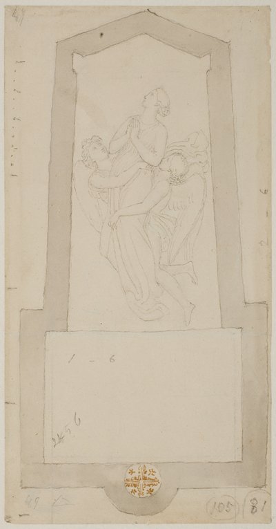 Un esprit défunt élevé par deux anges - John Flaxman