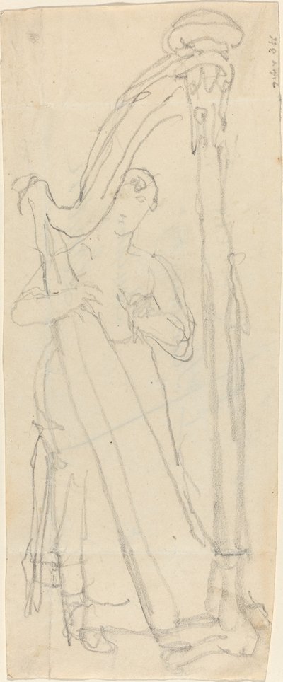 Femme jouant de la harpe (Lavinia Banks ?) - John Flaxman