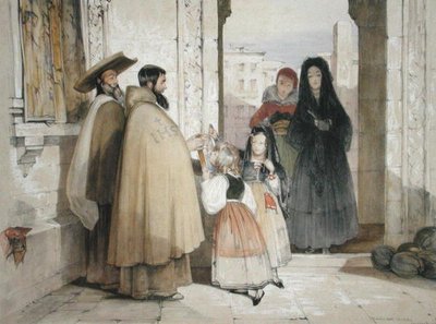 Moines mendiants recevant des aumônes, de 