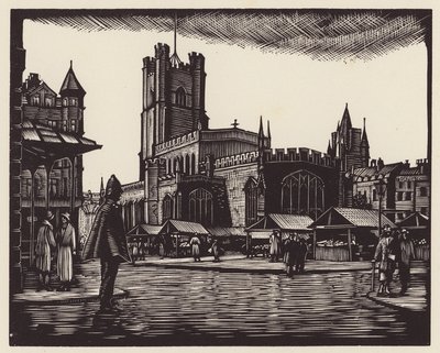 Cambridge : Le marché (gravure sur bois) - John Frederick Greenwood