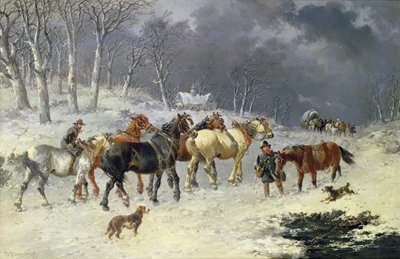 Chevaux dans la neige - John Frederick Herring Junior
