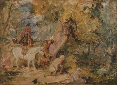 une esquisse pour les "forestiers traquant les cerfs". - John Frederick Lewis