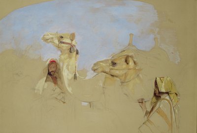 Étude de chameaux avec des conducteurs bédouins dans le désert du mont Sinaï - John Frederick Lewis