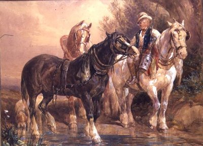 Garçon et chevaux de charrette - John Frederick Tayler