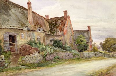 Cottage au toit de chaume avec grange attenante, 1881 - John Fulleylove
