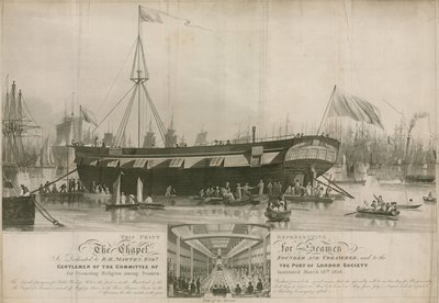 La chapelle pour marins, instituée le 18 mars 1818 et amarrée au large de Wapping - John Gendall