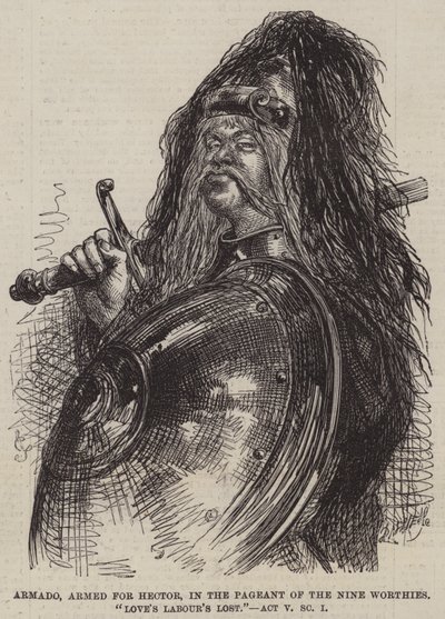 Armado, armé pour Hector, dans le cortège des Neuf Preux, Peines d