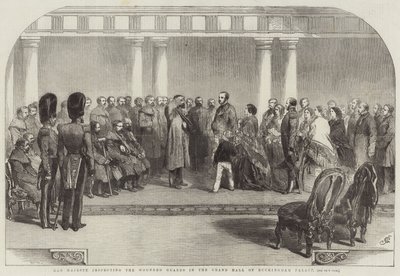 Sa Majesté inspectant les Gardes blessés dans la Grande Salle du Palais de Buckingham - John Gilbert