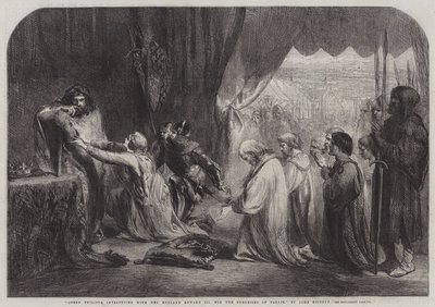 La reine Philippa intercédant auprès de son mari Édouard III pour les bourgeois de Calais - John Gilbert