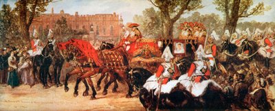 Le Prince et la Princesse de Galles en route vers la réception de la Reine - John Gilbert