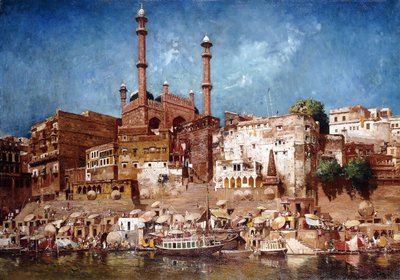 Vue des ghats avec la mosquée d