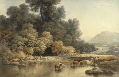 Paysage vallonné avec rivière et bétail, c.1810 - John Glover