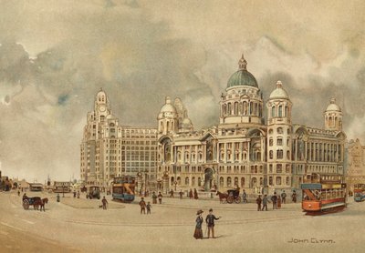 Liverpool : Bureaux du Mersey Docks and Harbour Board, The Liver Building, etc., Approche du Landing Stage - John Glynn