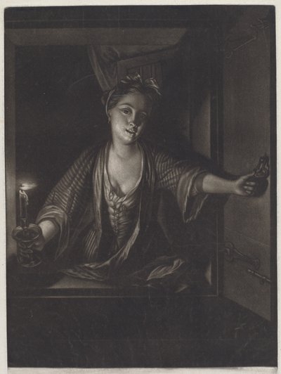 Fille avec une bougie - John Greenwood after Nicolaas Verkolje