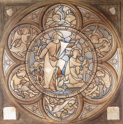 Hommage à Pugin, un dessin de vitrail, c.1850 - John Hardman Powell