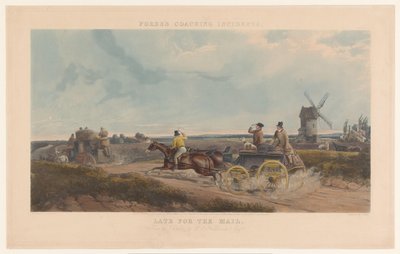 Deux calèches chargées sur un chemin de campagne (Late for the Mail, Fores