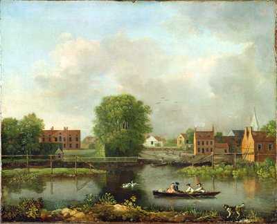 Paysage fluvial, peut-être une vue depuis l
