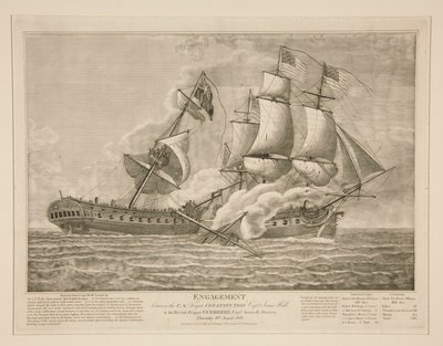 Engagement entre la frégate américaine Constitution et la frégate britannique Guerrière - John James Barralet
